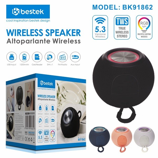 Cassa Bestek bluetooth con FM radio nera - BK91862